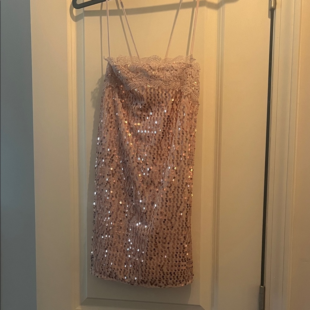 Free People Sequin/Velvet Strapless Dress